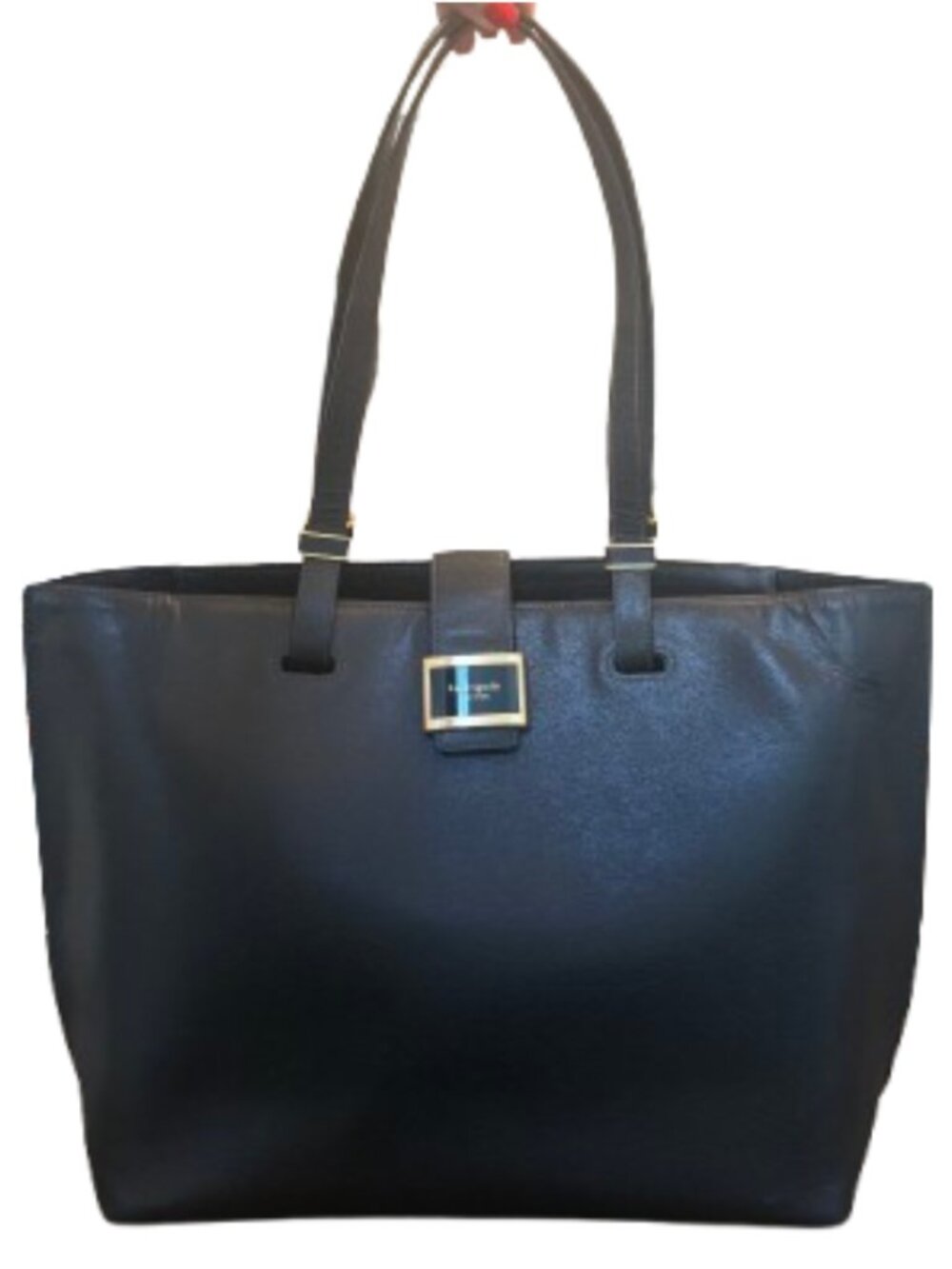 Kate Spade Katy Large Work Tote Black Leather Laptop Bag Gold Hardware K8973
